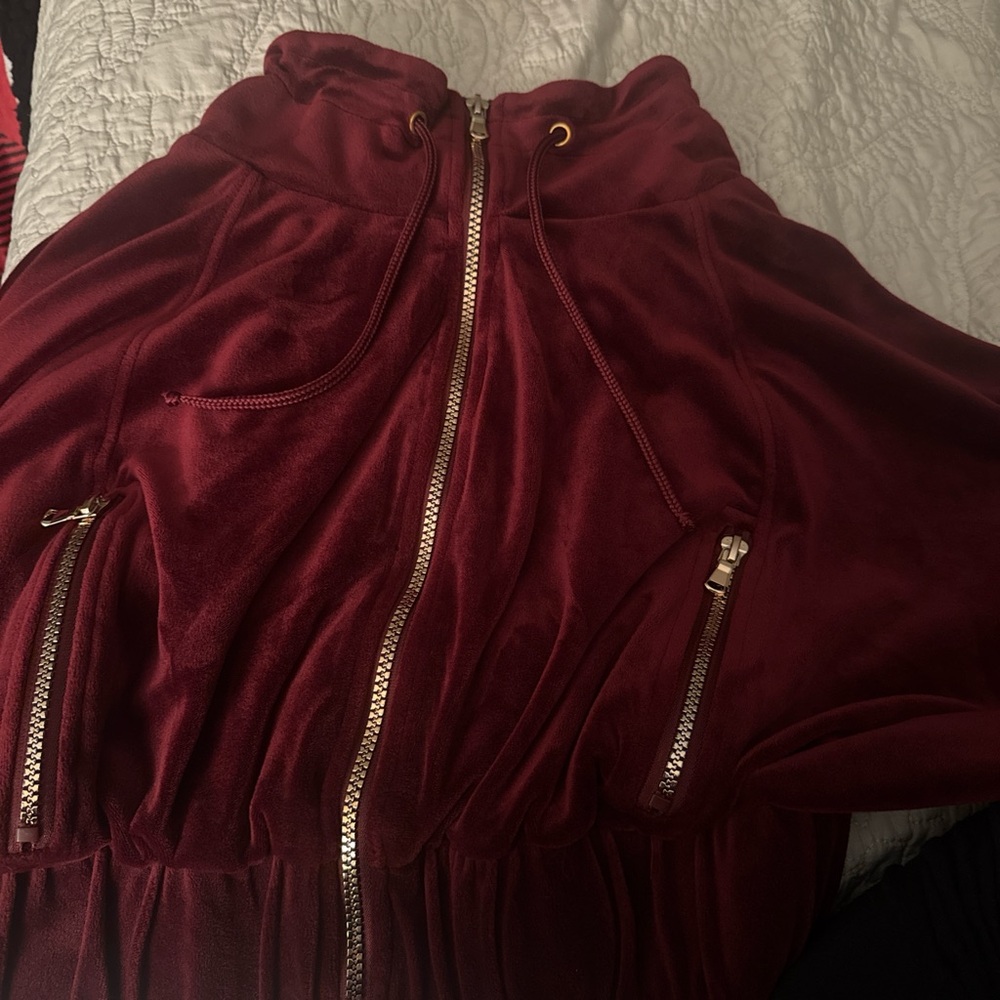 Burgundy Velour Hoodie